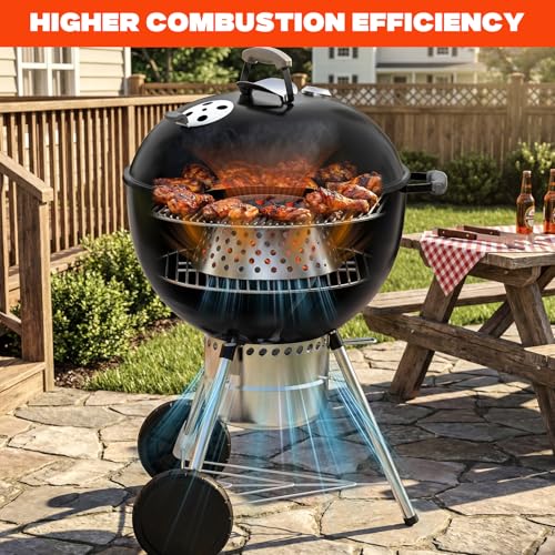 onlyfire Edelstahl Holzkohlekorb mit Hohlen Löchern für Weber 57/67CM Kugelgrill und Weber WSM Kocher, BBQ Whirlpool Kohlekorb Vulkan für XL Big Green Egg, Kamado Joe und andere Holzkohlegrills