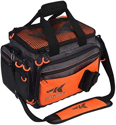 KastKing Fishing Gear & Tackle Bags - Saltwater Resistant Fishing Bags - Fishing Tackle Storage Bags,Medium-Hoss(Without Trays,15x11x10.25 Inches),Orange