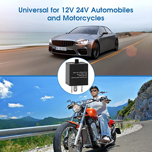 Flasher Relay, 3 Pin Adjustable Led Flasher Relay, Led Flasher Blinker, Turn Signal Light Blinker Universal For 12V 24V Automobiles And Motorcycles #TOP4