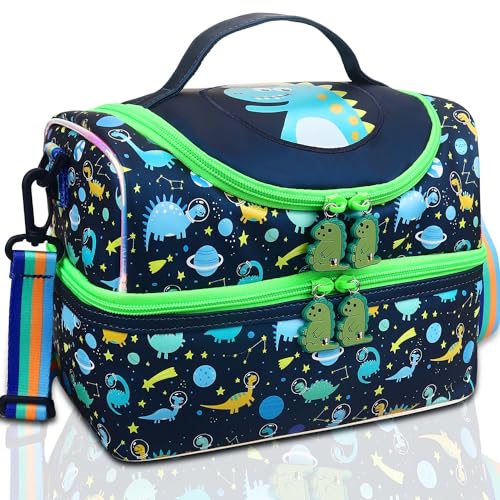RHCPFOVR Kids Lunch Bag - Double - Decker Cooler Insulated Lunch Box for Boys Girls Washable Lunch Bag with Strap and Reusable Toddler Lunchbox for School and Daycare