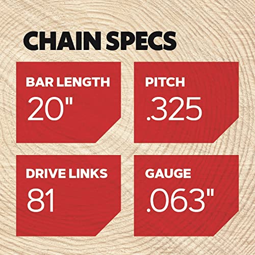 Oregon V81 Powercut Chainsaw Chain For 20-Inch Bar, 81 Drive Links, .325" Pitch, .068" Gauge (22Lpx081G) #TOP2