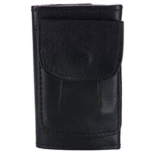 Ctm® Men's Leather Key Case With Exterior Pocket, Black #TOP2