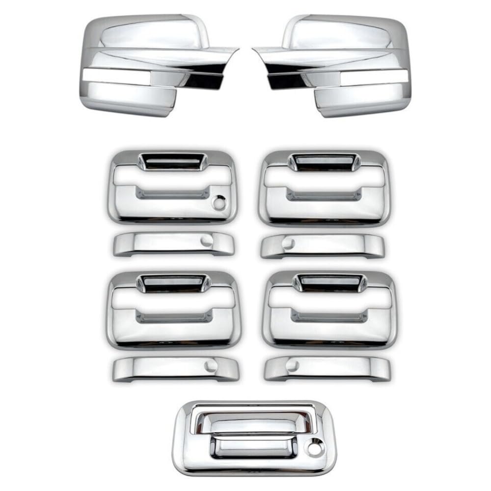 for Ford for F150 FX4//Lariat/Platinum/STX/XL/XLT 2009-2014 & FX2/SVT Raptor 2010-2014 & Limited 2013-2014 Chrome Full Mirror Covers + 4Dr Handle + Tailgate 14pc Chromed
