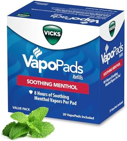 Vicks VapoPads Original Menthol Scent 20 Pad Refill Pack, White, 20 Count
