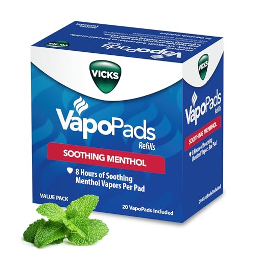 Vicks VapoPads with Original Menthol Formula - Vapor Pads Refill for Vicks Humidifiers and Steam Inhalers, Scent Pads for Congestion Relief, 20-Pack, Box Color May Vary