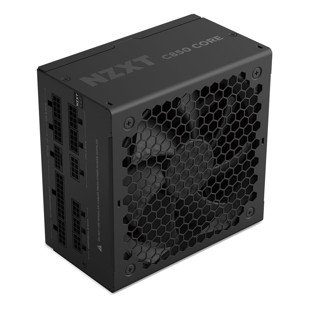 NZXT C850 Gold Core – Fuente ATX 3.1 850W – 80 Plus Gold – Cybenetics Platinum – Totalmente Modular – PCIe 5.1 600W 12V-2x6 – Ventilador 0 RPM – Condensadores 105 °C – Negro
