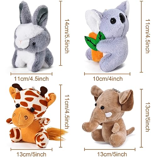 Tacobear 12 Stück Dschungel Kuscheltier Spielzeug 14cm Plüsch Schlüsselanhänger Kinder Weiche Mini Püschtier Stofftiere für Safari Party Mitgebsel Geburtstag Ostereier Weihnachten Kleine Geschenke