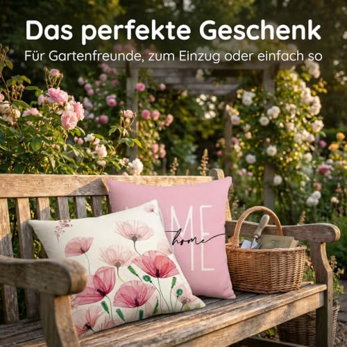 PokeAir Lot de 2 housses de coussin d'extérieur - 50 x 50 cm - Fleurs roses - Moderne - Résistantes aux intempéries - En polyester - Pour jardin, canapé, salon, chambre à coucher – vue 5