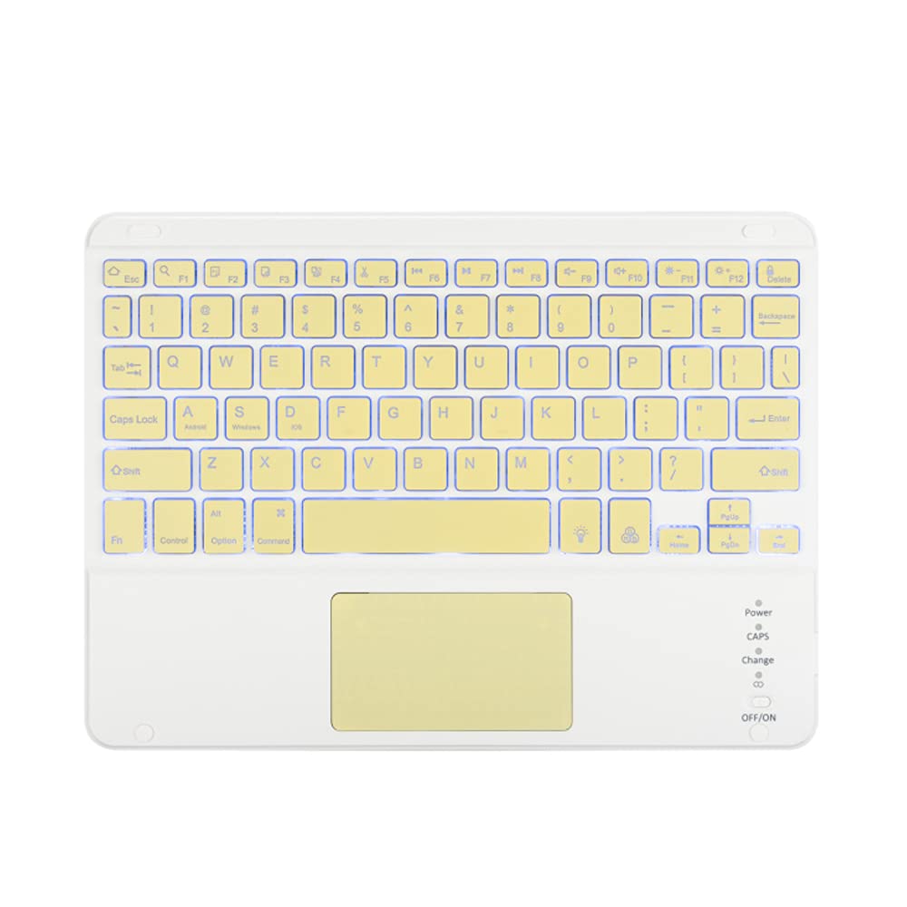 Étui clavier Touchpad pour iPad Mini 6 2021/iPad Mini 6ème génération, 7 couleurs mignonnes clavier rétroéclairé avec coque intelligente fine, porte-crayon intégré, jaune