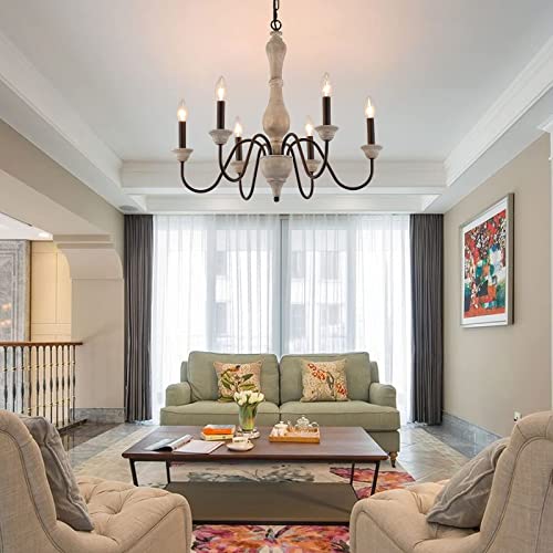 Meixisue MX-P2122-6OAK French Country Chandelier,Farmhouse Vintage Antique Chandelier Pendant Light Fixtures thumb #6