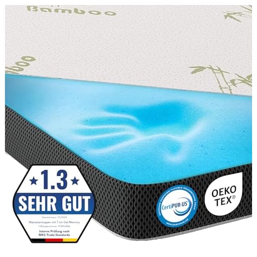 Topper in schiuma di bambù 90 x 200 cm | 3D Air-Flow | coprimaterasso viscoelastico 7 cm di altezza | Coprimaterasso in memory foam | per materassi e letti a molle contro il mal di schiena