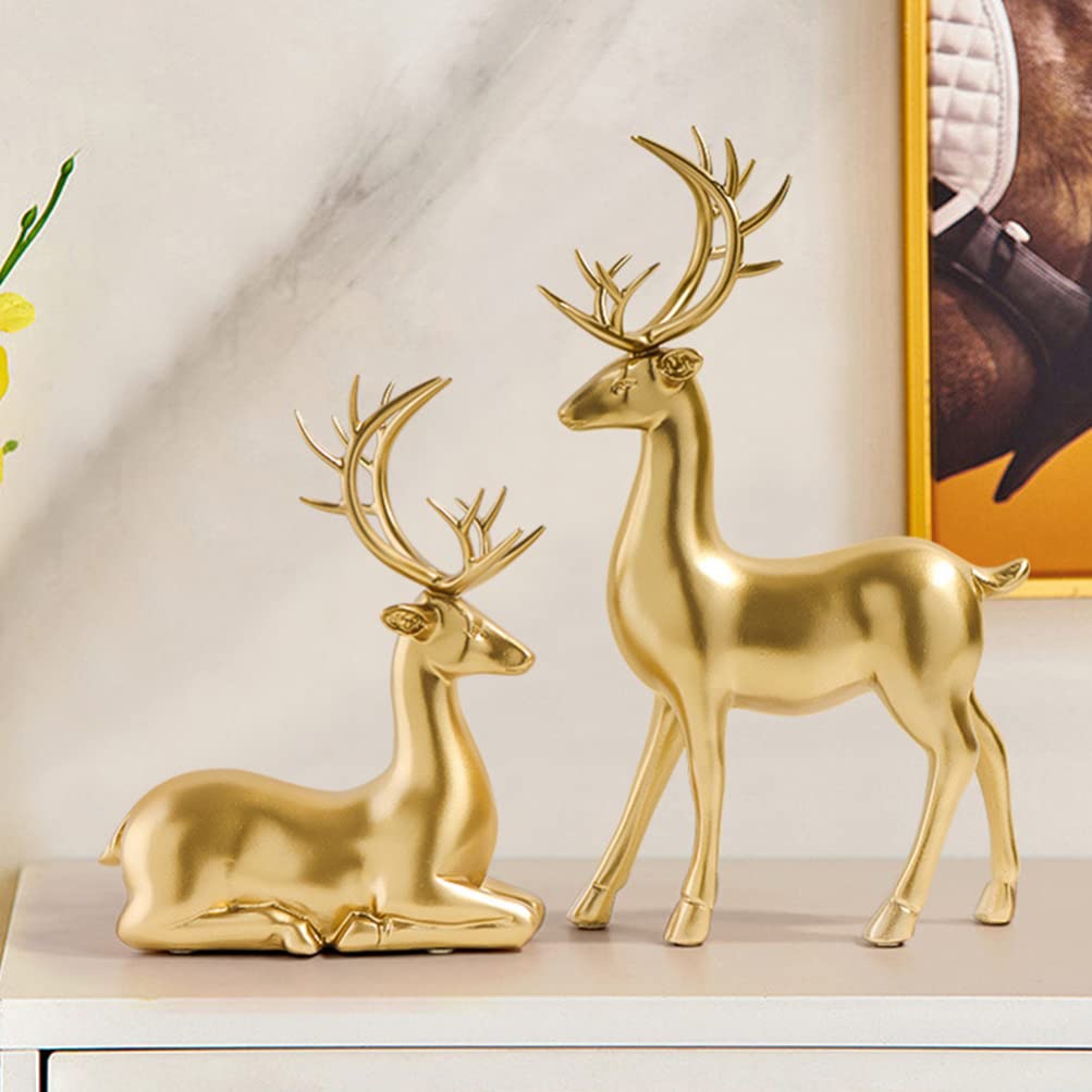 Amazon.co.jp: クリスマス トナカイ 置物 2個 座るスタンド 鹿