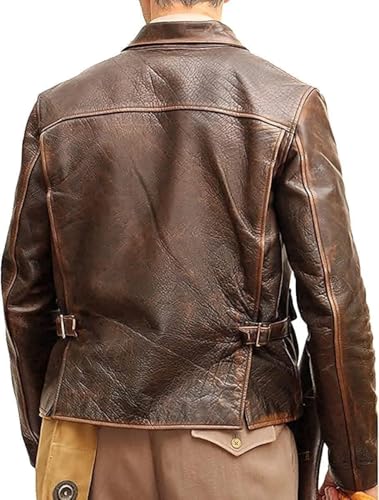 Men's Raiders of The Lost Ark Brown Leather jacket | Brown distressed Leather Jacket Harrison American Bomber Leather Coat2