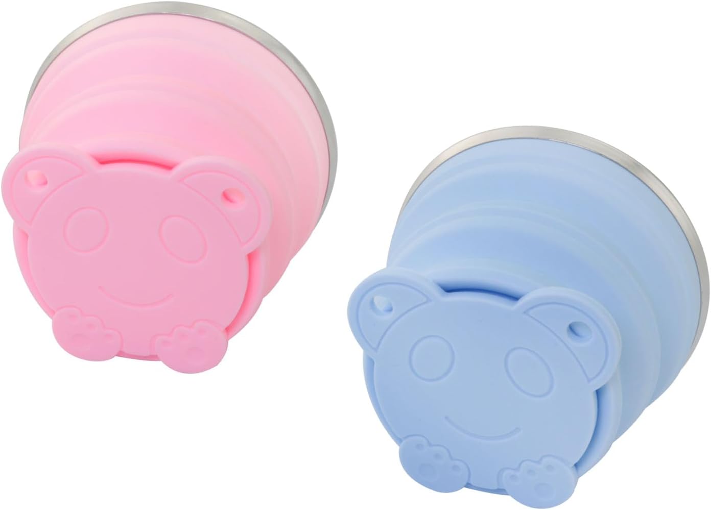 2PCS 6.1oz/180ml Silicone Collapsible Travel Cup Portable Retractable Water Cup Food Grade Blue Pink 7.6x8.5cm For Outdoor Sports Camping Washing Accessories