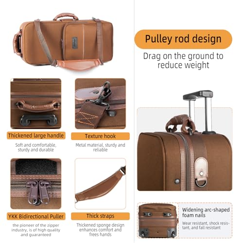 Omebaige Alto Saxophone Case With Wheels, Nylon Material 1200d Alto Sax Case Roller Bag, Alto Sax Backpack, Thicken Padded Shoulder Strap, Handle Strap Sax Accessories Carrying Bag