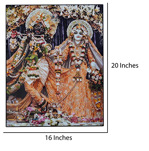 Image of Templeshop Mayapur Iskcon Radha Madhav Lamination Plywood Photo Frame with Back stand And Glossy Look Around (Various Sizes & Colors) (Orange Dress, 50L x 40W cm, Radha Madhav Photo Frame 20x16 Inches)