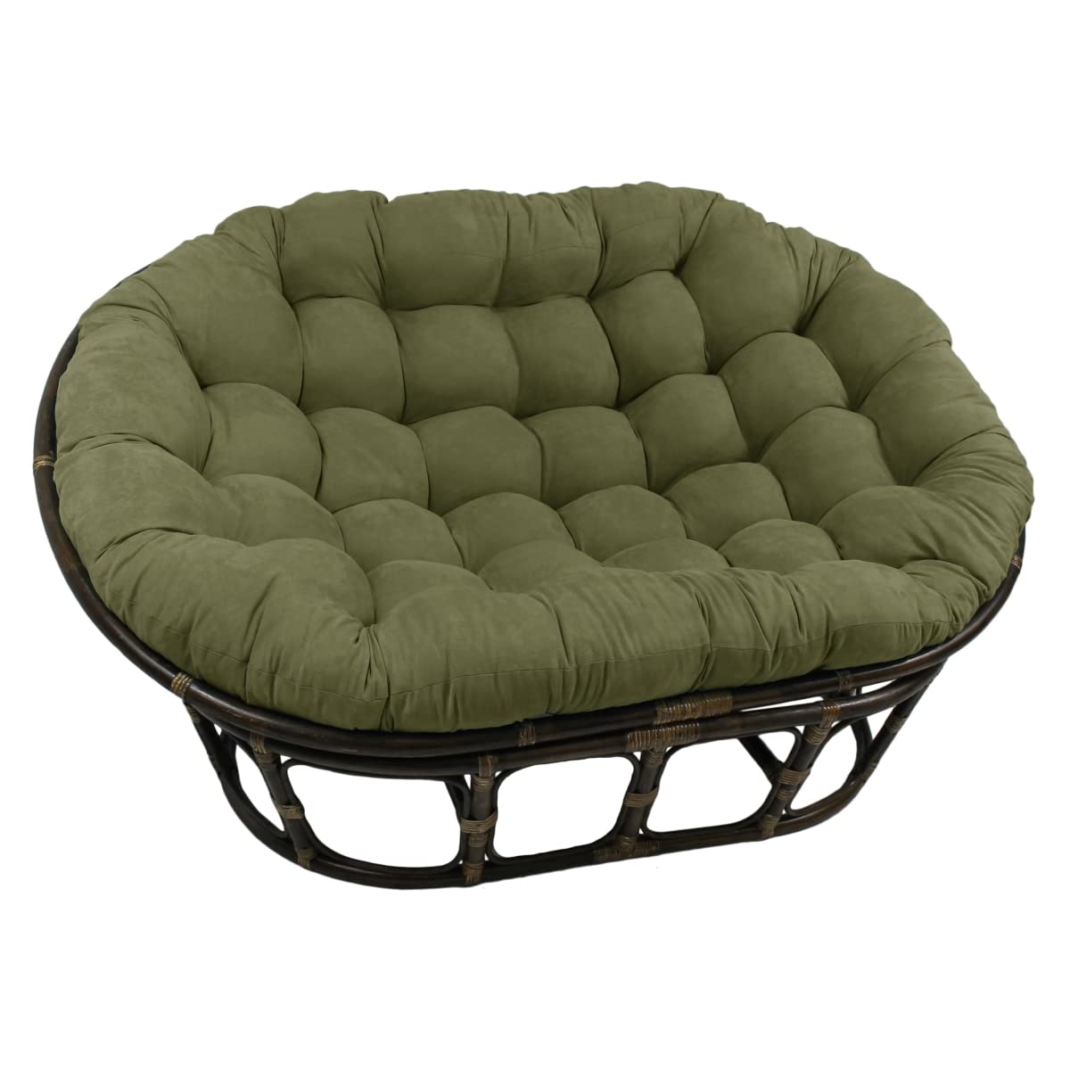 Blazing Needles Solid Microsuede Double Papasan Chair Cushion, 48" x 6" x 65", Sage Green