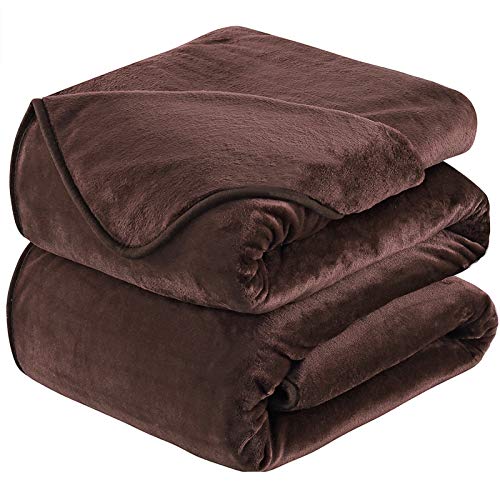 HOZY Plaid Couverture Polaire 220x240cm Chocolat Doux et Chaude - 350GSM Couverture de Lit 2 Personnes et Plaid Canapé Flanelle - Réversible Double Face