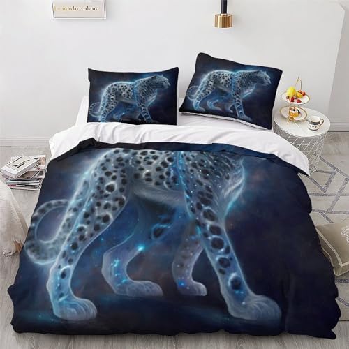 Parure de lit léopard 3 pièces avec housse de couette double douce