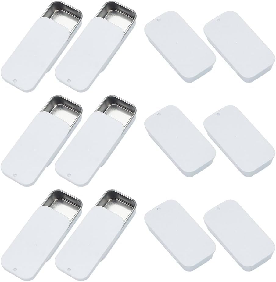 Hunky Dory 12pcs 10gram Aluminium Small Slide Top Tin Lip Balm Rectangular Metal Tins Containers for Solid Perfume, Lip Balm, Candies, Jewelry, Crafts Pills, Storage Kit, Cosmetic & Beauty-picture-47