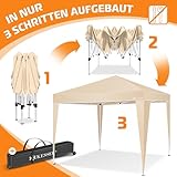 KESSER® Pavillon Faltpavillon 3x3m | Pop-Up Gartenpavillon Höhenverstellbar Stabil Wasserdicht Winterfest | Partyzelt Festzelt UV-Schutz 50+ inkl. Tasche mit Rollen & Bodenanker | Beige
