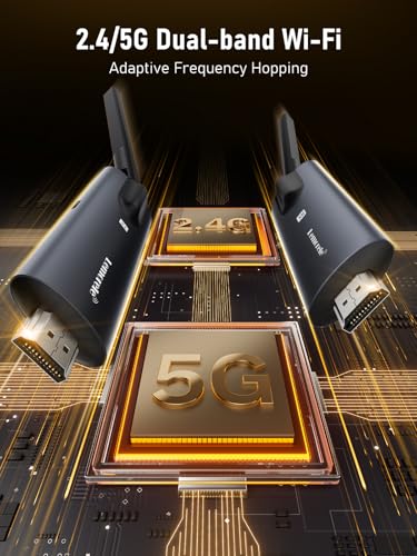 Image of Lemorele Aluminum Wireless HDMI Transmitter and Receiver, Support APP Reception, Plug and Play, 200M 1080P FHD, Stream Video and Audio from Laptop to HDTV /Projector for Meetings