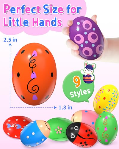 Image of 9 Pack Wooden Percussion Musical Shaker Prefilled Easter Eggs with Toys Inside Filled, Toddlers Easter Basket Stuffers Egg Fillers Montessori Toys Gifts for Kids Boys Girls Babies