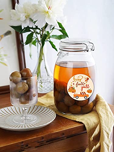 Besttile Happy Fall Y'all Stickers,Thanksgiving Stickers,Autumn Floral Thank You Labels For Party Favors,Envelope Seals & Goodie Bags,1.5 Inches,500Pcs #TOP2