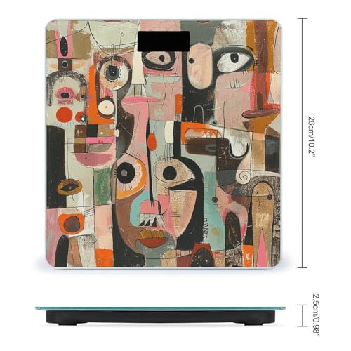 Báscula digital para baño con pintura estilo abstracto miniatura 2