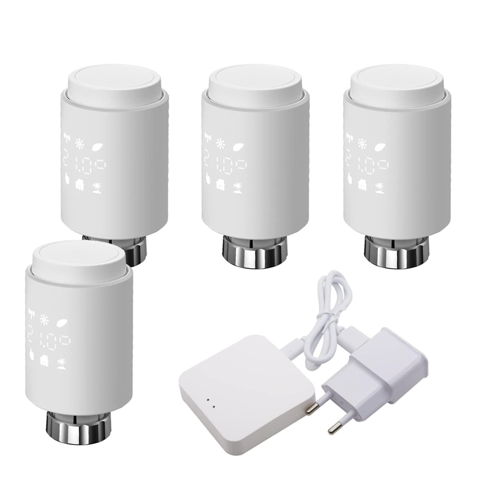 Cyfrowy higrometr termometr wewnętrzny 3.0 Smart. WiFi. Termostatyczny siłownik zaworu chłodnicy Trv. Programowalny regulator temperatury. Z wyświetlaczem LCD(4PCS-Radiator-Hub)