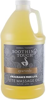 Soothing Touch Frag Free Lite Massage Oil, 1/2 Gallon - Water Dispersible Ayurvedic Blend for Smooth Glide & Skin Repair