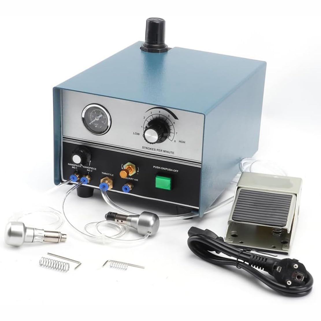 YXFAZPP 60W Pneumatic Manual Engraving Machines, Double Ended Impact Jewelry Engraver, 4000 RPM Adjustable Speed Handpiece Micro Engraver Tool for Metal Gold Silver
