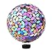 Lily's Home Colorful Mosaic Glass Gazing Ball, Designed with a Stunning Holographic Petal Mosaic Pattern to Bring Color to Any Home and Garden, Silver & Purple (10 Inches Dia.)