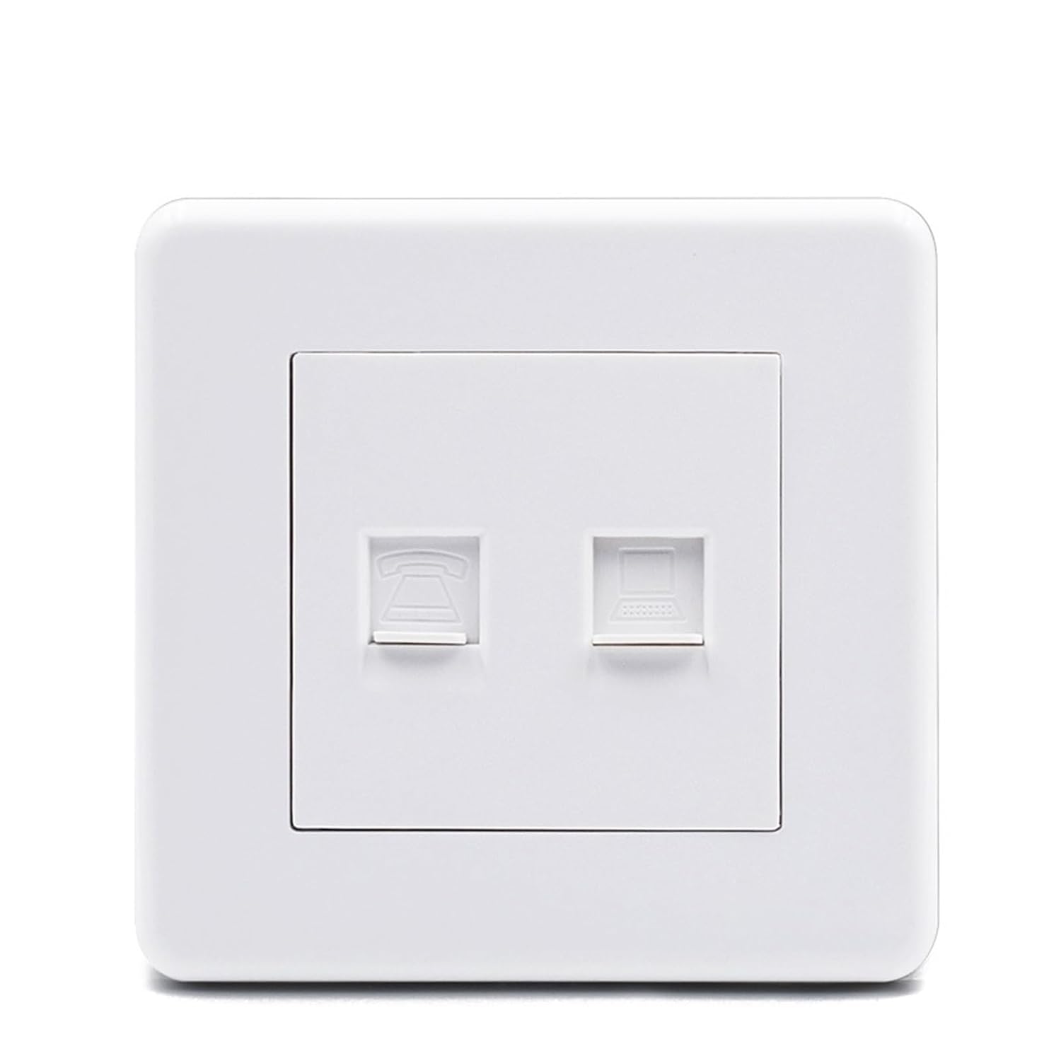 86mm Wall Cover Plate with Cat5e Network LAN RJ11 Phone Socket