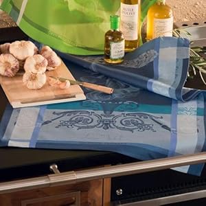 Garnier Thiebaut Ail Blue (Blue Garlic) French Kitchen Towel 22"x30", Cotton, Jacquard Garnier Thiebaut Ail Blue Blue Garlic French Kitchen Towel 22×30 Cotton Jacquard