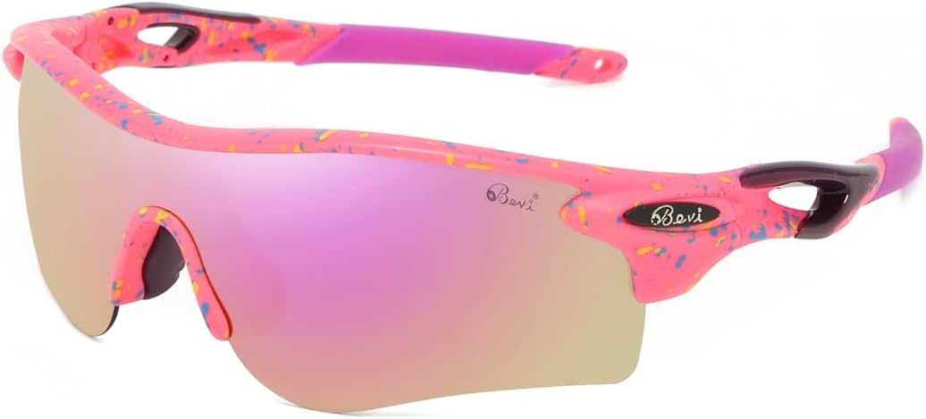 Bevi Polarized Sports Sunglasses TR90 Durable and Ultralight Frame for Men Women Baseball Running Cycling Golf