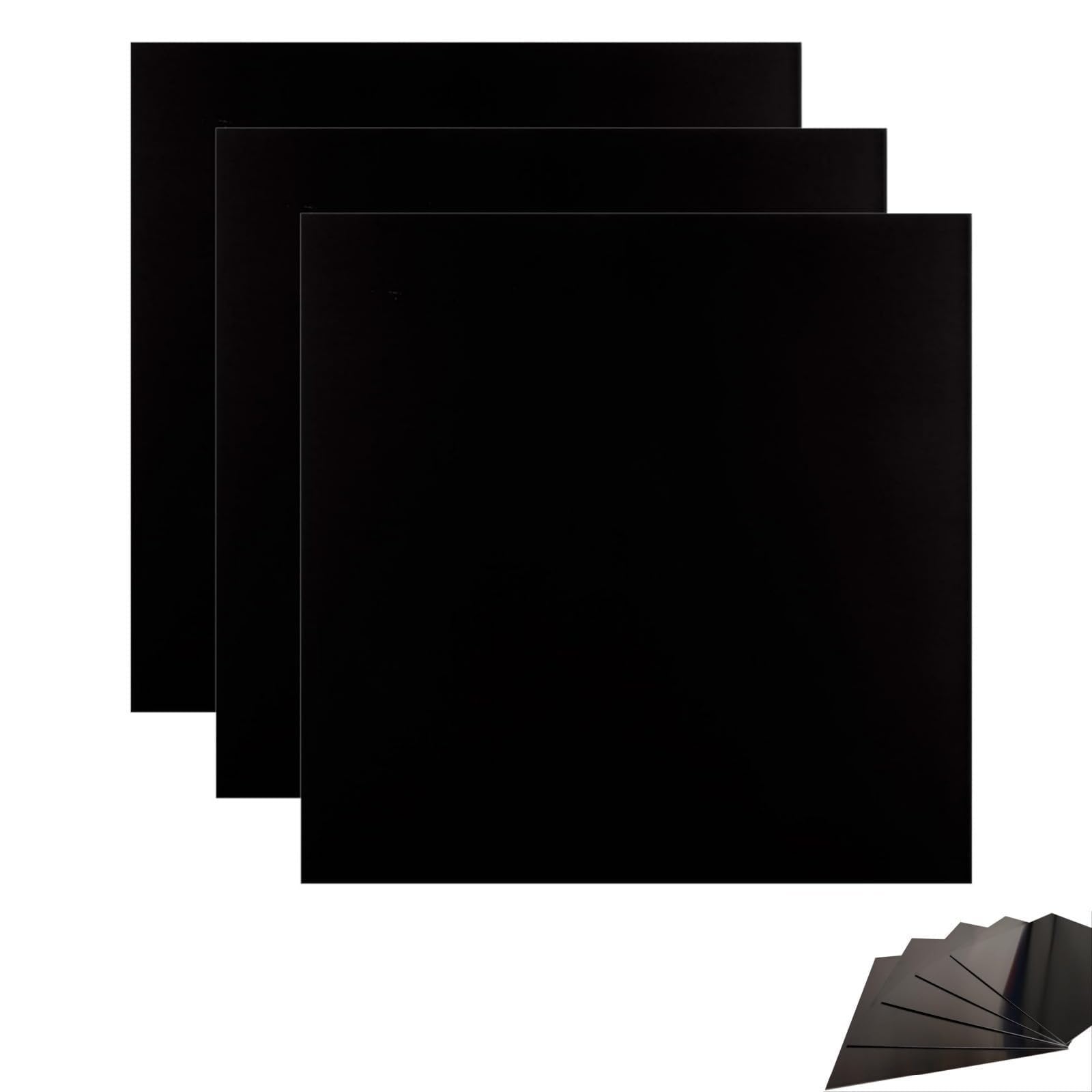 3 pezzi Lastra Alluminio Anodizzato Nero Lega 5052, Spessore 0.5-2 mm, Pannello Metallico Resistente per Incisione Laser, Stampa, Progetti Fai da Te e Uso Industriale (300X300X0.5mm)