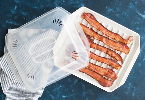 Grelha de bacon Nordic Ware com tampa, 25 x 20 x 5 cm, branco