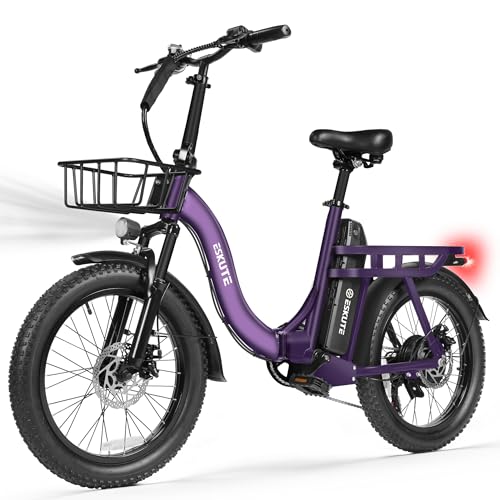 ESKUTE Electric Bike for Adults – 1200W Peak Motor, Folding 20x3 Fat Tire E‑Bike, 48V 13Ah Battery, Step‑Through Cargo Fold Ebike, NFC Unlock, 20+ MPH, 7‑Speed, Up to 55 Miles