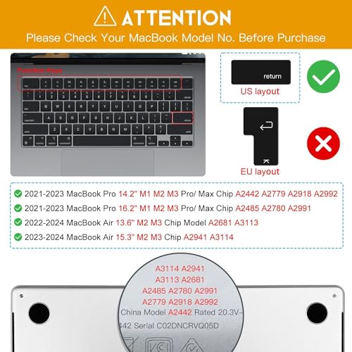 Image of Oaky Keyboard Protector MacBook Pro 14 inch /16 inch M1 /M2 /M3 Pro /Max Chip 2021-2024 Release [A2918 A2992 A2779 A2442 A2991 A2780 A24858] Keyboard Skin Guard - Silicon Grey