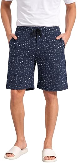 ALZA Men’s Cotton Printed Shorts Elastic Waist Casual Summer Shorts