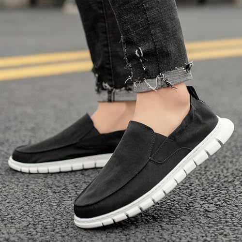 Men's Casual Shoes Men Lightweight Comfortable Soft Breathable Canvas Loafers Boat Shoes Sneakers Walking Slip-On Flat 5