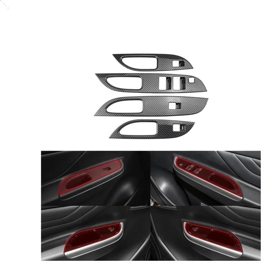 4pcs ABS Carbon Fiber Window Lifter Switch Button for Panel Cover Trim Compatible with Mitsubishi Strada Triton L200 2019-2022(LHD4)