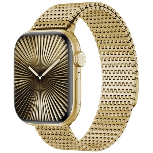 Image of WINGLE Magnetic Mesh Loop for Apple Watch Band Ultra 3 /2 /1 Band 49mm 46mm 45mm 44mm 42mm 40mm 41mm 38mm Men Women, Stainless Steel Adjustable Metal Strap for iWatch Series 11 10 9 8 7 6 5 4 3 2 1 SE