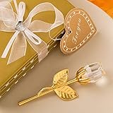 Choice Crystal Gold and Clear Long Stem Rose - One Rose with Box