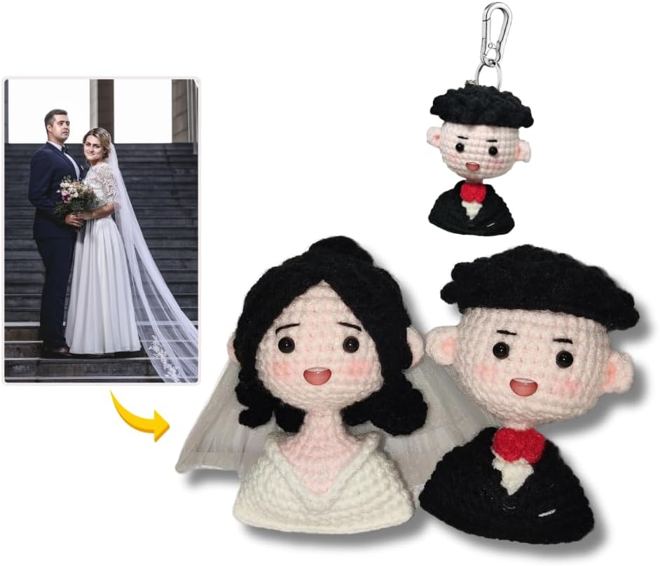 Crochet Couple Doll Personalized by Your Picture,Custom Crochet Couple Portrait,Personalized Handmade Gift for Anniversaries, Weddings, Valentine's Day,Mon,Dad,him,her