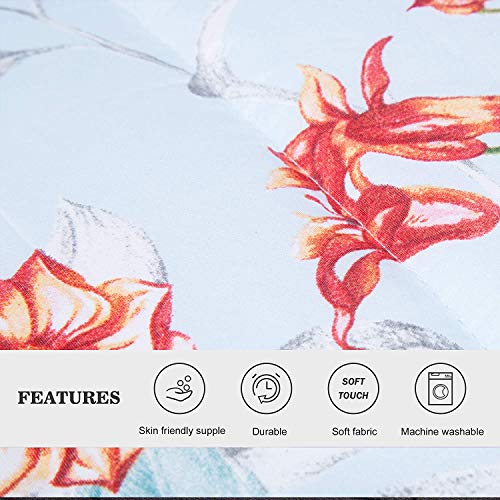 Shatex Queen Floral Light Blue Comforter Set-Lightweight Soft Microfiber Polyester Comforter For All Seasons, 3 Pieces, 1 Colorful And Aesthetic Comforter (90"X90") And 2 Pillow Shams (20"X26") #TOP4