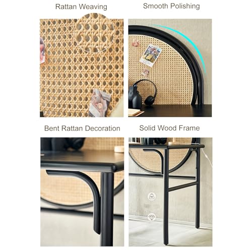 ZKBDBWTR Nordic Rattan Dressing Table & Writing Desk – Minimalist Modern Design, Makeup Table with Spacious Storage - Image 8