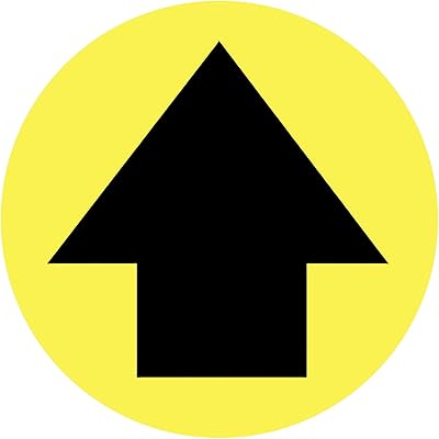 by Unbranded Pack of 5 Directional Arrows Round Floor Sign Sticker Markers for Crowd Guidance Control,Yellow Arrow Floor Sticker Markers Heavy Duty Safety Floor Stickers Yellow Black 35cmx35cm