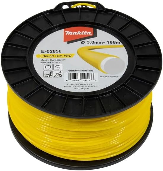 Makita E-02858 Mowing Line Round 3.0 mm x 168 m Round Trim PRO Longlife Reinforced Trimmer Line Nylon Yellow for Strimmer and Brush Cutter